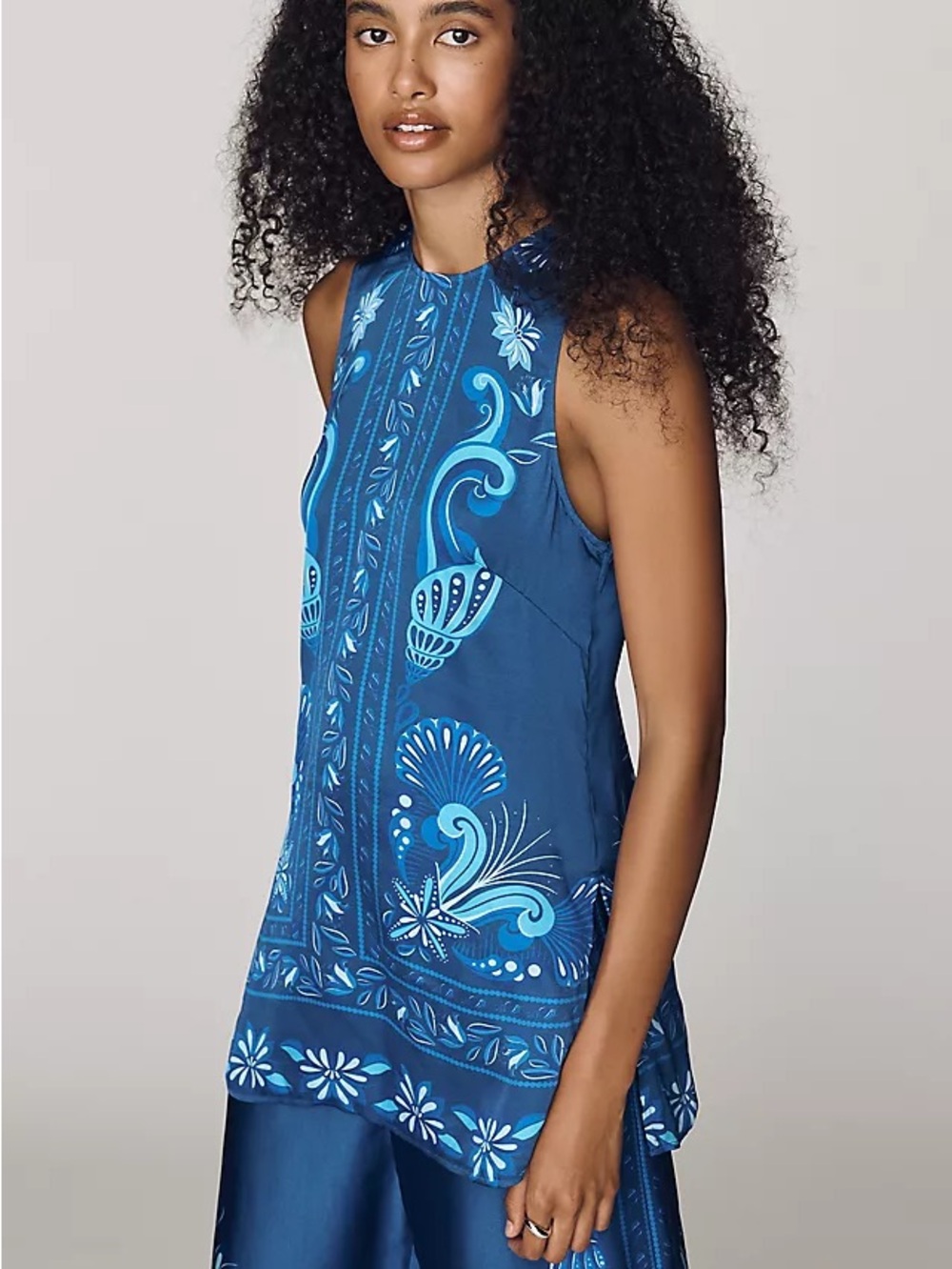FARM Rio A-Line Sleeveless Tunic Brand New Floral-Print Sleeveless Blouse M